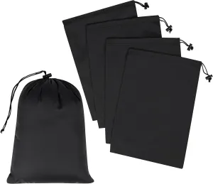 PALTERWEAR Drawstring Bag - UltraLight Nylon Cinch and Ditty Pouch For Storage, Outdoor, Sandals and Shoes (5 pack, Black, 10 x 15 inch)