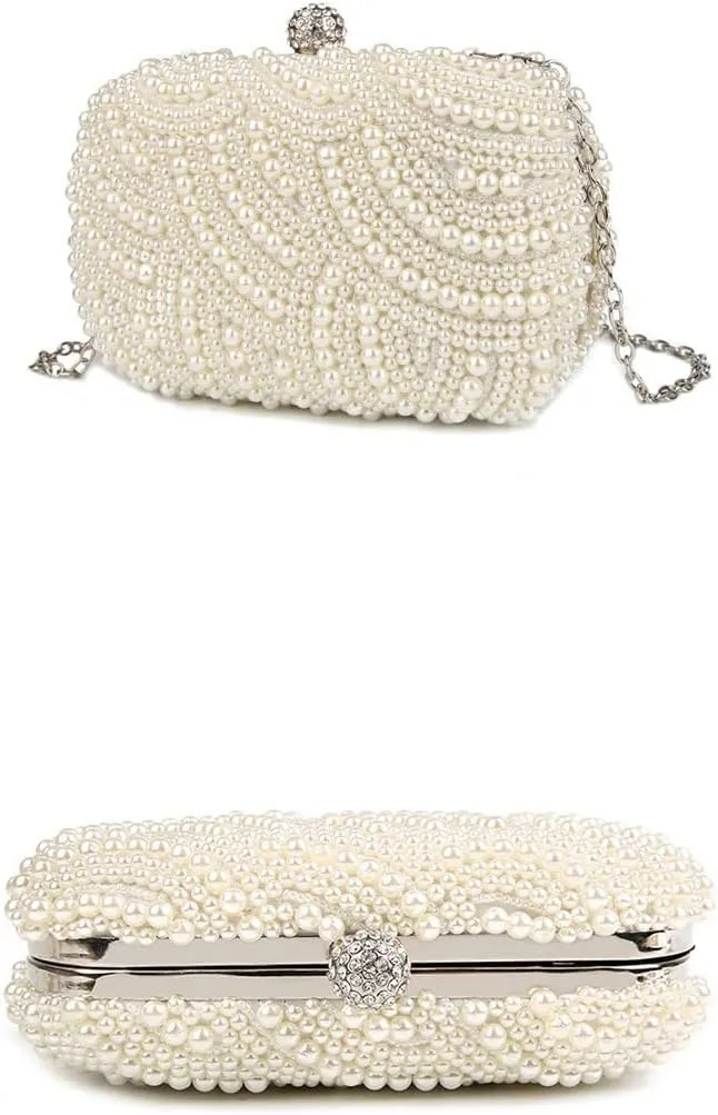 Pearl Clutch Bags Women Purse Ladies white Hand Bags Evening Bags for Party Wedding Shoulder Bag