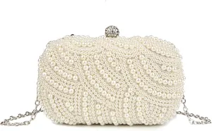 Pearl Clutch Bags Women Purse Ladies White Hand Bags Evening Bags for Party Wedding Shoulder Bag