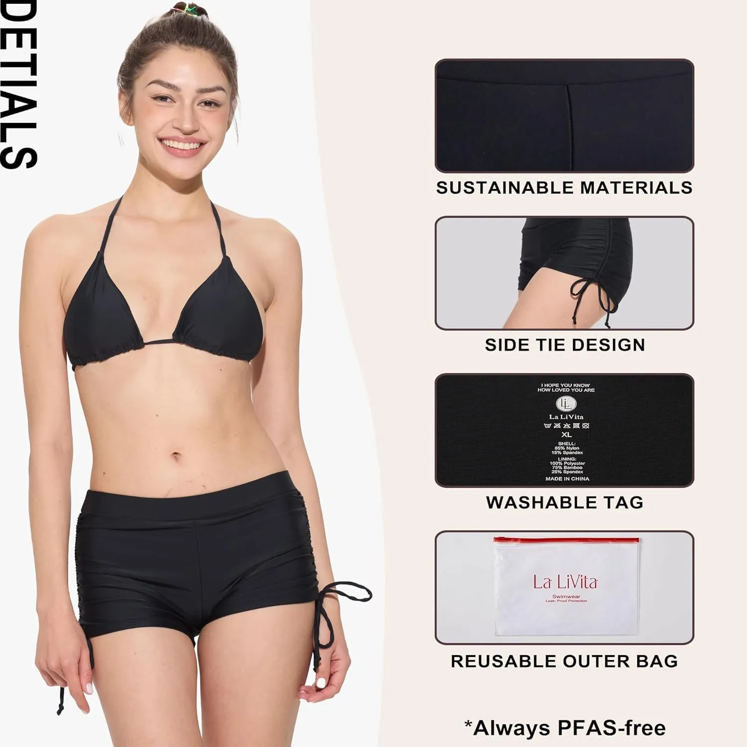 Period Swimwear Boyshorts Ultra-Thin Quick-Dry Swim Shorts Leak-Proof Swim Bottoms for Surf & Sports for Teens