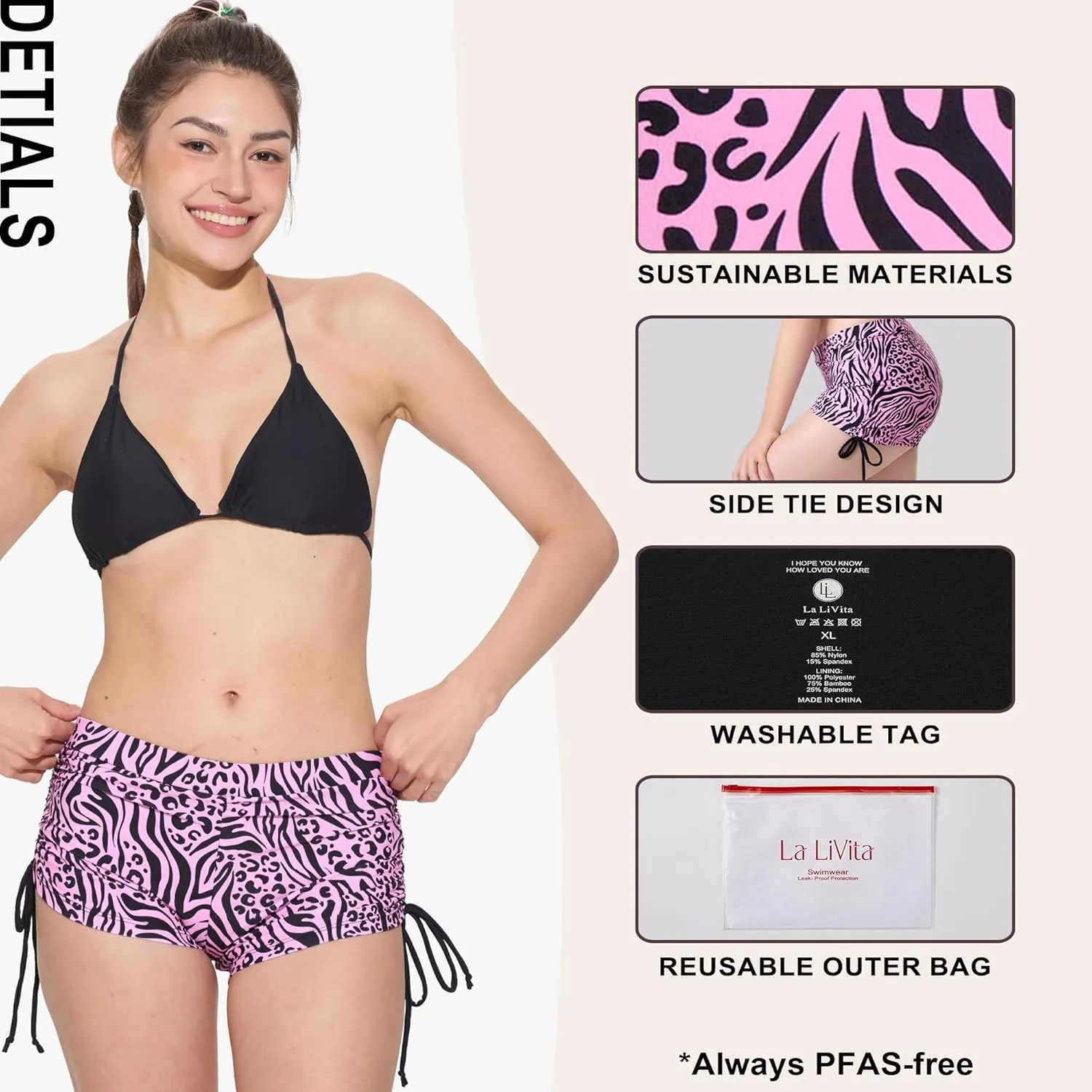 Period Swimwear Boyshorts Ultra-Thin Quick-Dry Swim Shorts Leak-Proof Swim Bottoms for Surf & Sports for Teens