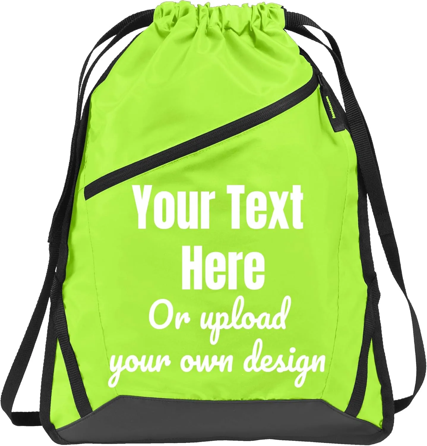 Personalized Cinch Bag with Zipper - True Royal/Black Custom Bag for Women | Small Gym Drawstring Bag | Promotional Items with Your Logo and Design