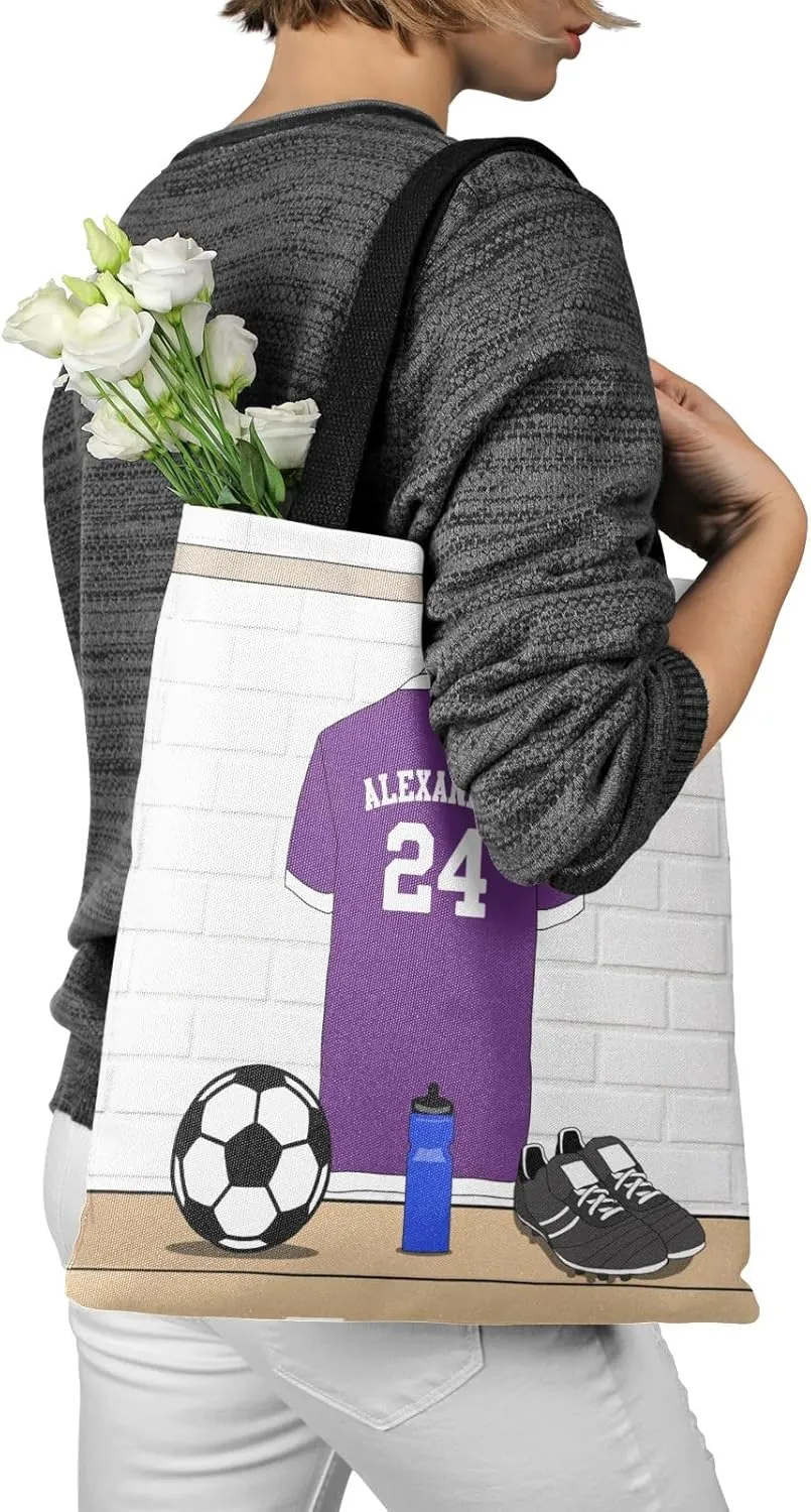 Personalized Name Soccer Sport Player Jersey Navy Handbag Gift Bags Christmas Treat Bags for Holiday Party Gift Bags