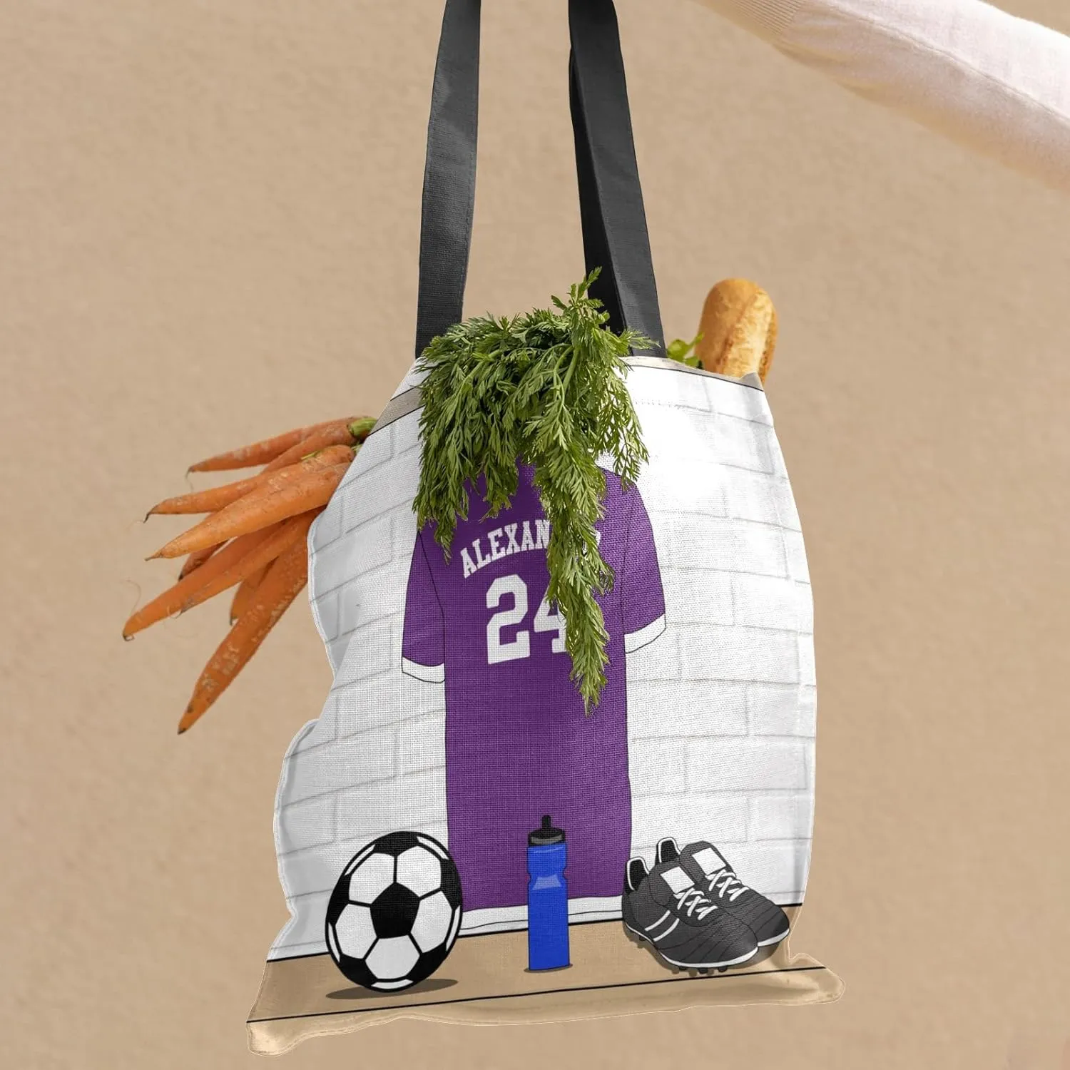 Personalized Name Soccer Sport Player Jersey Navy Handbag Gift Bags Christmas Treat Bags for Holiday Party Gift Bags