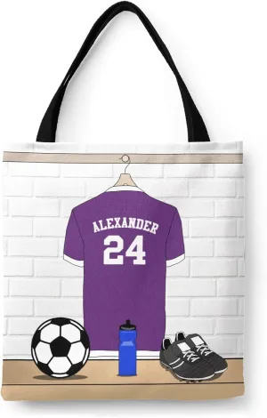 Personalized Name Soccer Sport Player Jersey Navy Handbag Gift Bags Christmas Treat Bags for Holiday Party Gift Bags