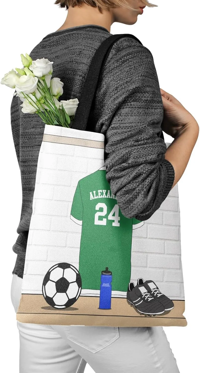 Personalized Name Soccer Sport Player Jersey Navy Handbag Gift Bags Christmas Treat Bags for Holiday Party Gift Bags