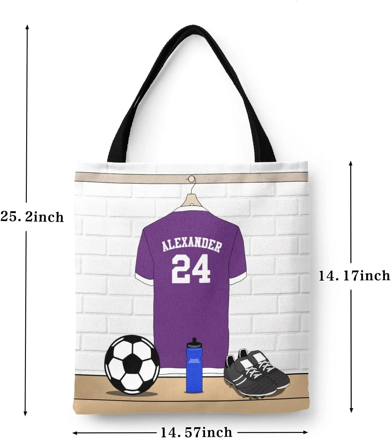 Personalized Name Soccer Sport Player Jersey Navy Handbag Gift Bags Christmas Treat Bags for Holiday Party Gift Bags