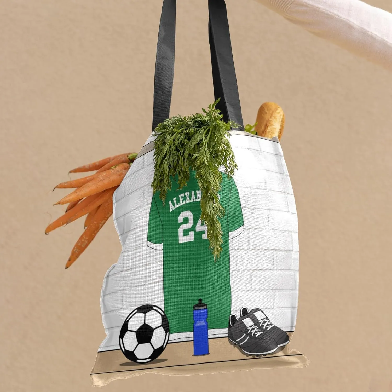 Personalized Name Soccer Sport Player Jersey Navy Handbag Gift Bags Christmas Treat Bags for Holiday Party Gift Bags