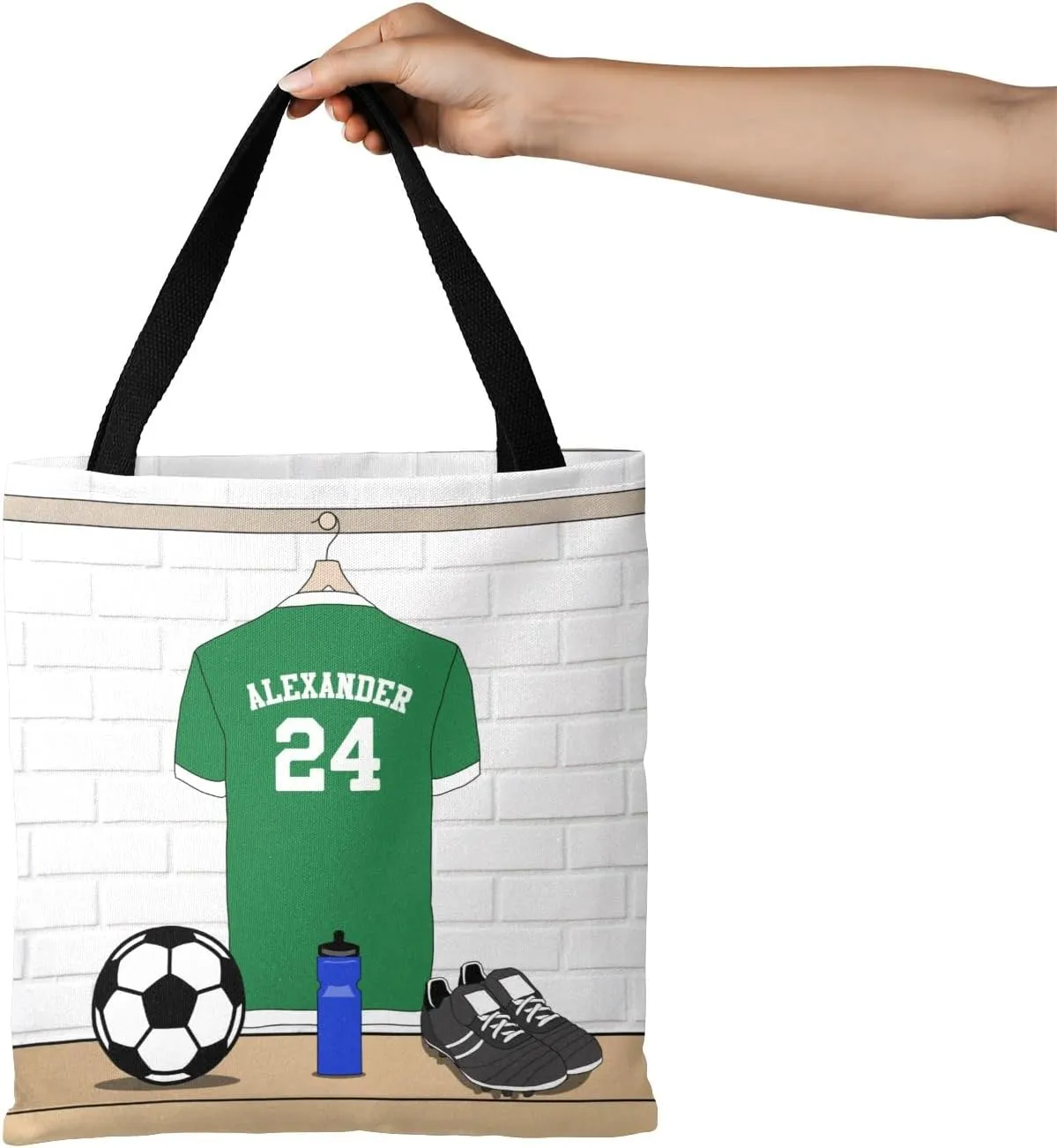 Personalized Name Soccer Sport Player Jersey Navy Handbag Gift Bags Christmas Treat Bags for Holiday Party Gift Bags