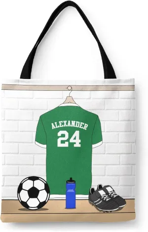 Personalized Name Soccer Sport Player Jersey Navy Handbag Gift Bags Christmas Treat Bags for Holiday Party Gift Bags
