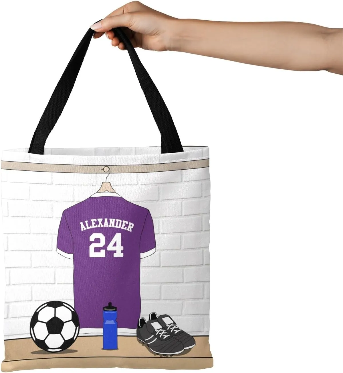 Personalized Name Soccer Sport Player Jersey Navy Handbag Gift Bags Christmas Treat Bags for Holiday Party Gift Bags