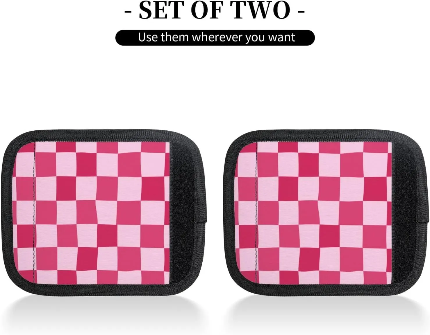 Pink Checkerboard Luggage Handles Wrap Grips For Suitcases Luggage Travel Accessories For Airplane 2pcs