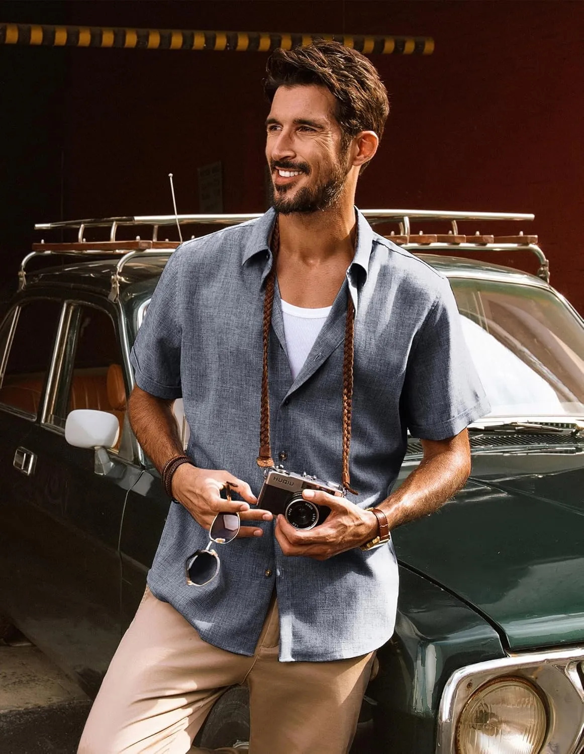 PJ PAUL JONES Mens Casual Shirts Short Sleeve Button Down Shirt Lightweight Summer Shirts