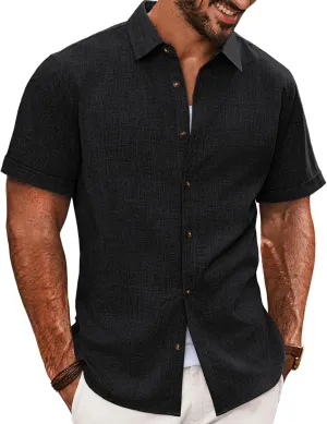 PJ PAUL JONES Mens Casual Shirts Short Sleeve Button Down Shirt Lightweight Summer Shirts