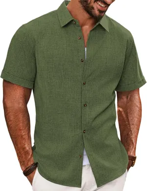 PJ PAUL JONES Mens Casual Shirts Short Sleeve Button Down Shirt Lightweight Summer Shirts