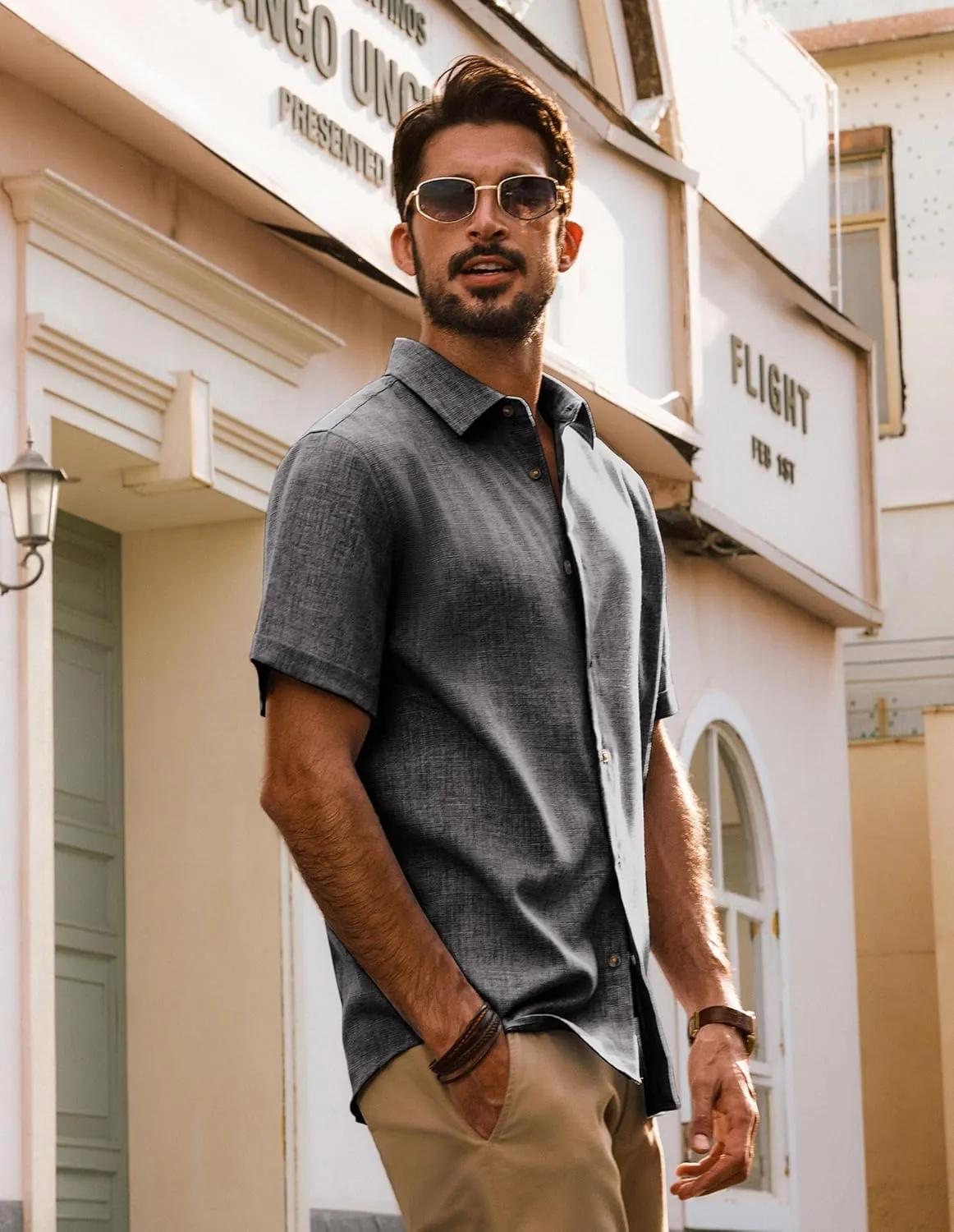 PJ PAUL JONES Mens Casual Shirts Short Sleeve Button Down Shirt Lightweight Summer Shirts
