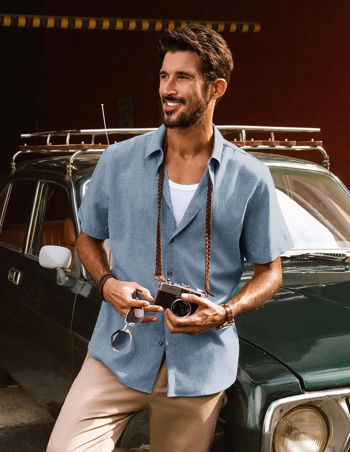 PJ PAUL JONES Mens Casual Shirts Short Sleeve Button Down Shirt Lightweight Summer Shirts