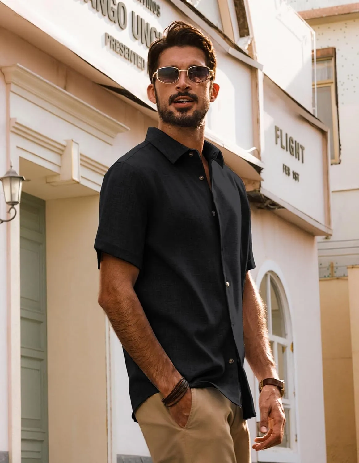 PJ PAUL JONES Mens Casual Shirts Short Sleeve Button Down Shirt Lightweight Summer Shirts