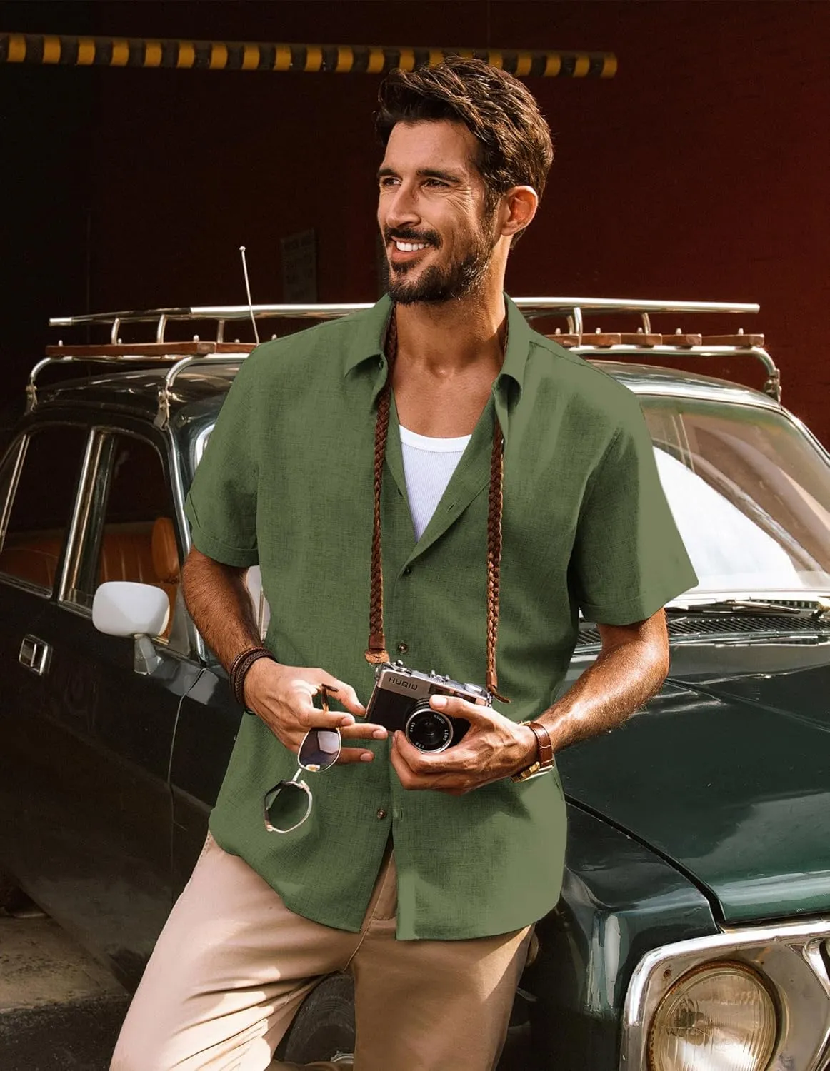 PJ PAUL JONES Mens Casual Shirts Short Sleeve Button Down Shirt Lightweight Summer Shirts