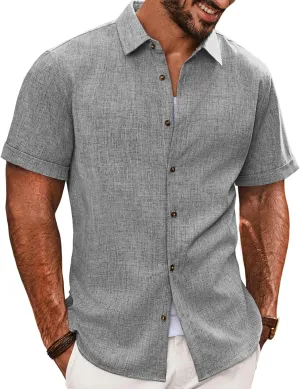 PJ PAUL JONES Mens Casual Shirts Short Sleeve Button Down Shirt Lightweight Summer Shirts