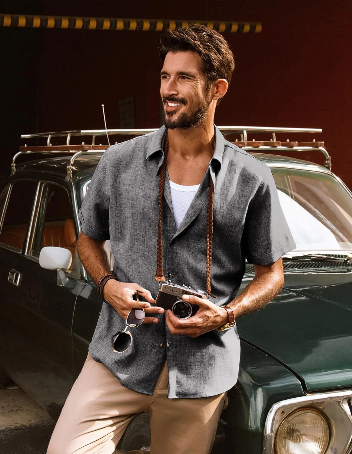 PJ PAUL JONES Mens Casual Shirts Short Sleeve Button Down Shirt Lightweight Summer Shirts