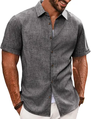 PJ PAUL JONES Mens Casual Shirts Short Sleeve Button Down Shirt Lightweight Summer Shirts