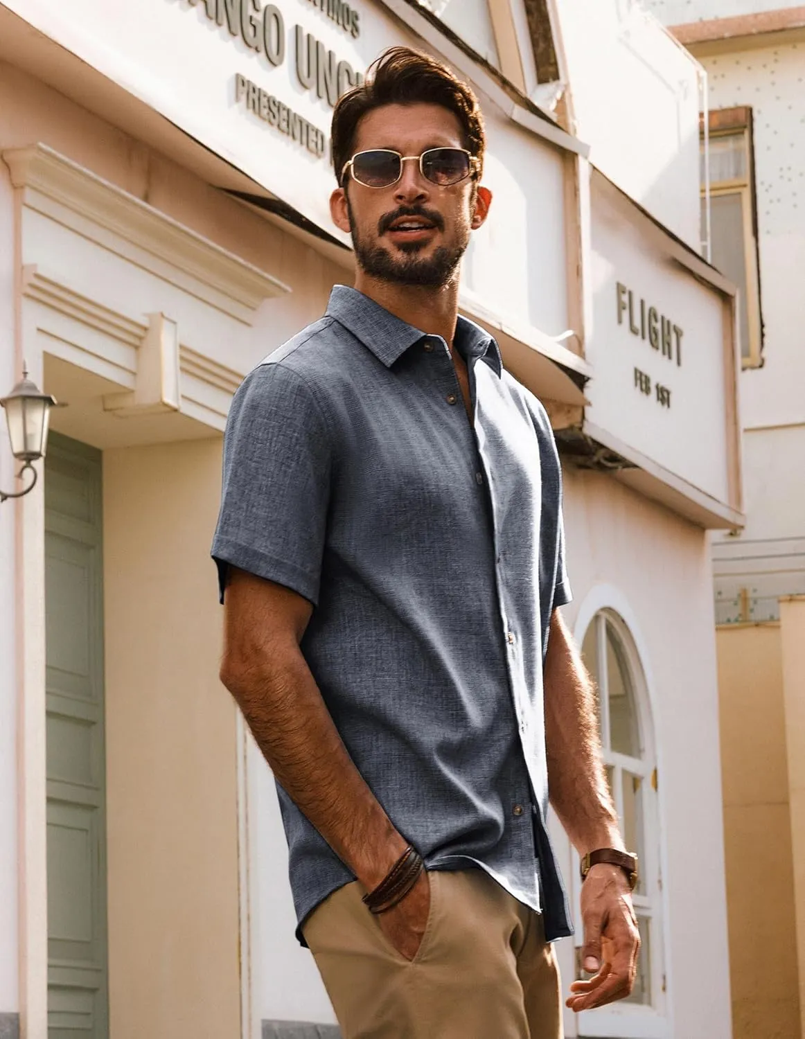 PJ PAUL JONES Mens Casual Shirts Short Sleeve Button Down Shirt Lightweight Summer Shirts