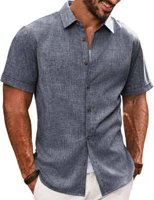 PJ PAUL JONES Mens Casual Shirts Short Sleeve Button Down Shirt Lightweight Summer Shirts