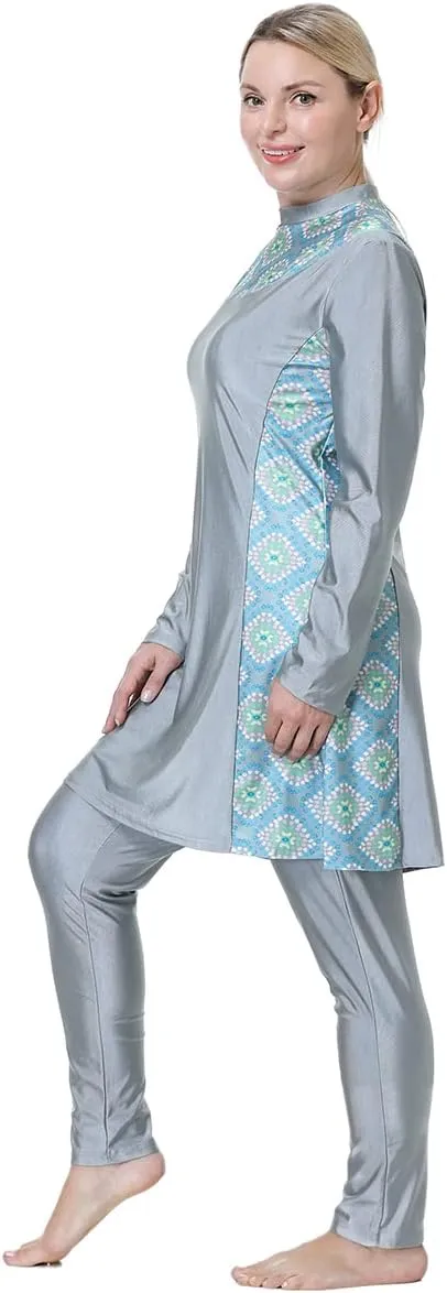 Plus Size Muslim Swimsuits for Women Modest Islamic Swimwear Burkini Full Cover Hijab Top Pants 3PCS Fat Bathing Suits