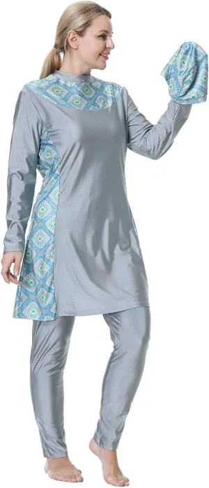 Plus Size Muslim Swimsuits for Women Modest Islamic Swimwear Burkini Full Cover Hijab Top Pants 3PCS Fat Bathing Suits