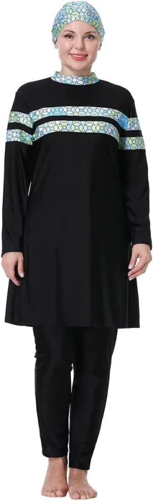Plus Size Muslim Swimsuits for Women Modest Islamic Swimwear Burkini Full Cover Hijab Top Pants 3PCS Fat Bathing Suits