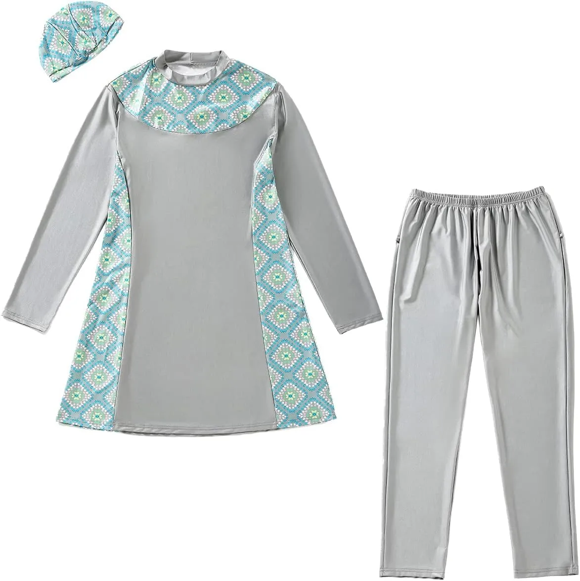 Plus Size Muslim Swimsuits for Women Modest Islamic Swimwear Burkini Full Cover Hijab Top Pants 3PCS Fat Bathing Suits