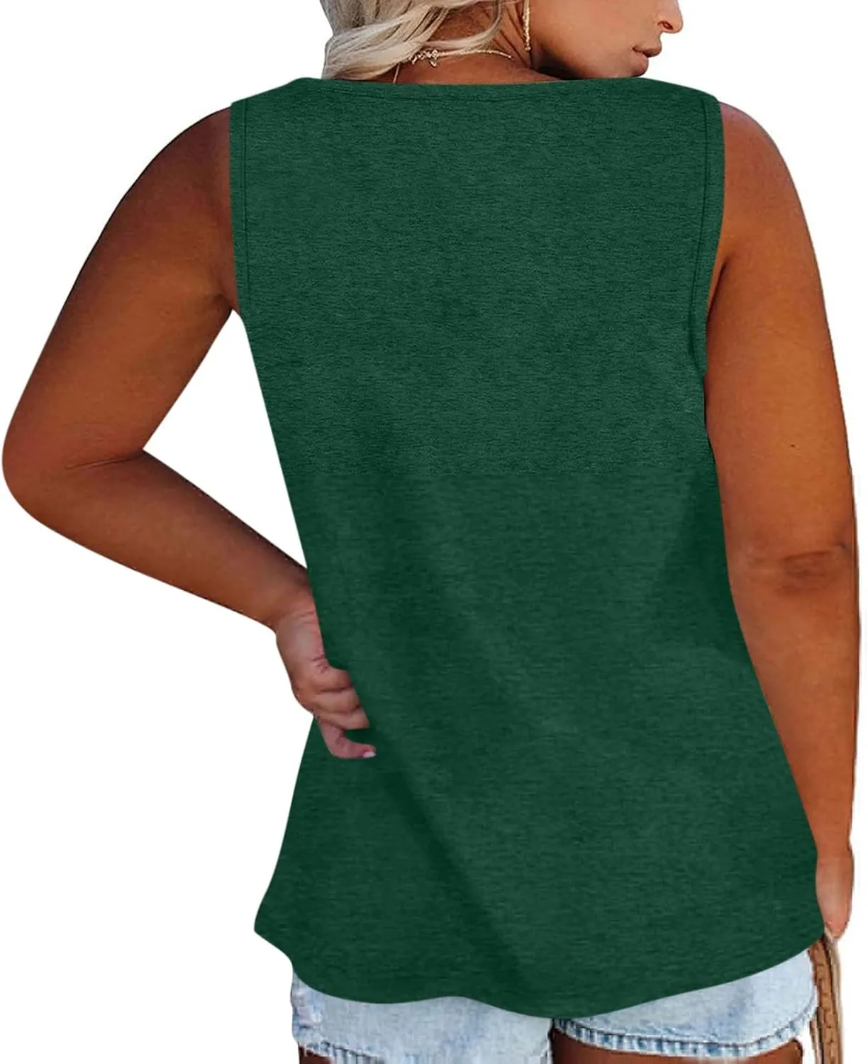 Plus Size Tank Tops for Women Summer Sleeveless O Neck Henley T-Shirts Tops Casual Button Down Tunics Shirts