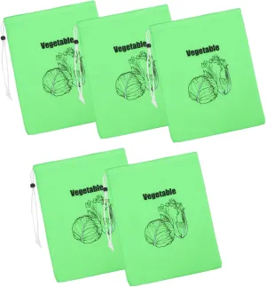 PRETYZOOM 5Pcs Thickened Aluminum Insulated Drawstring Bags for Fruits and Vegetables Reusable Thermal Pouches for Hot and Cold Food Storage Grocery Bags