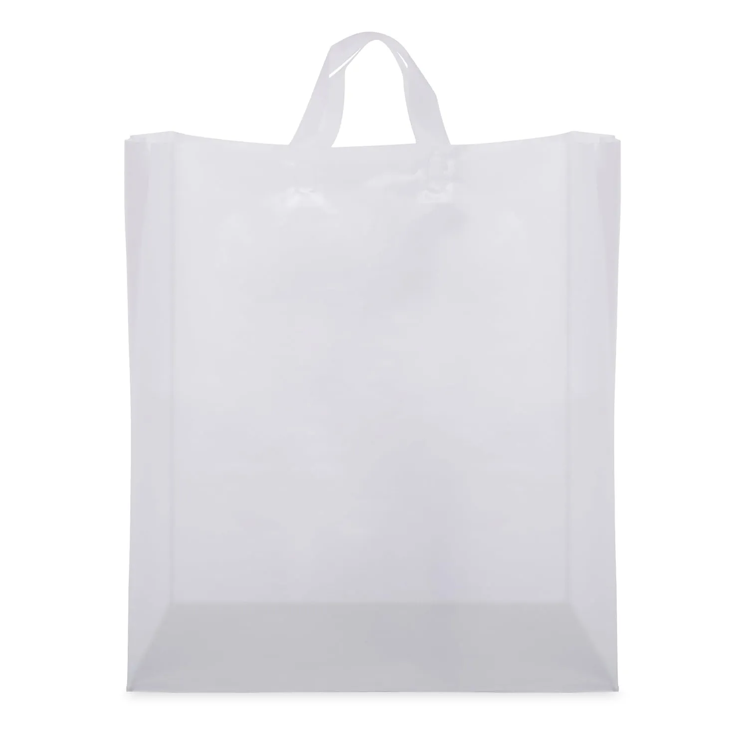 Prime Line Packaging Plastic Gift Bags with Handles, Clear Shopping Bags, Small Business, Frosted Boutiques Supply, Retail, Bulk, 16x6x19, 50 Pack