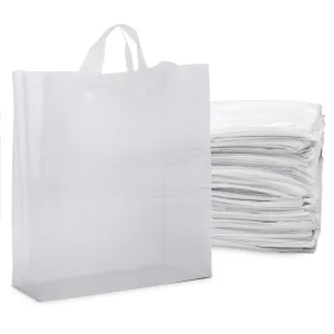 Prime Line Packaging Plastic Gift Bags with Handles, Clear Shopping Bags, Small Business, Frosted Boutiques Supply, Retail, Bulk, 16x6x19, 50 Pack