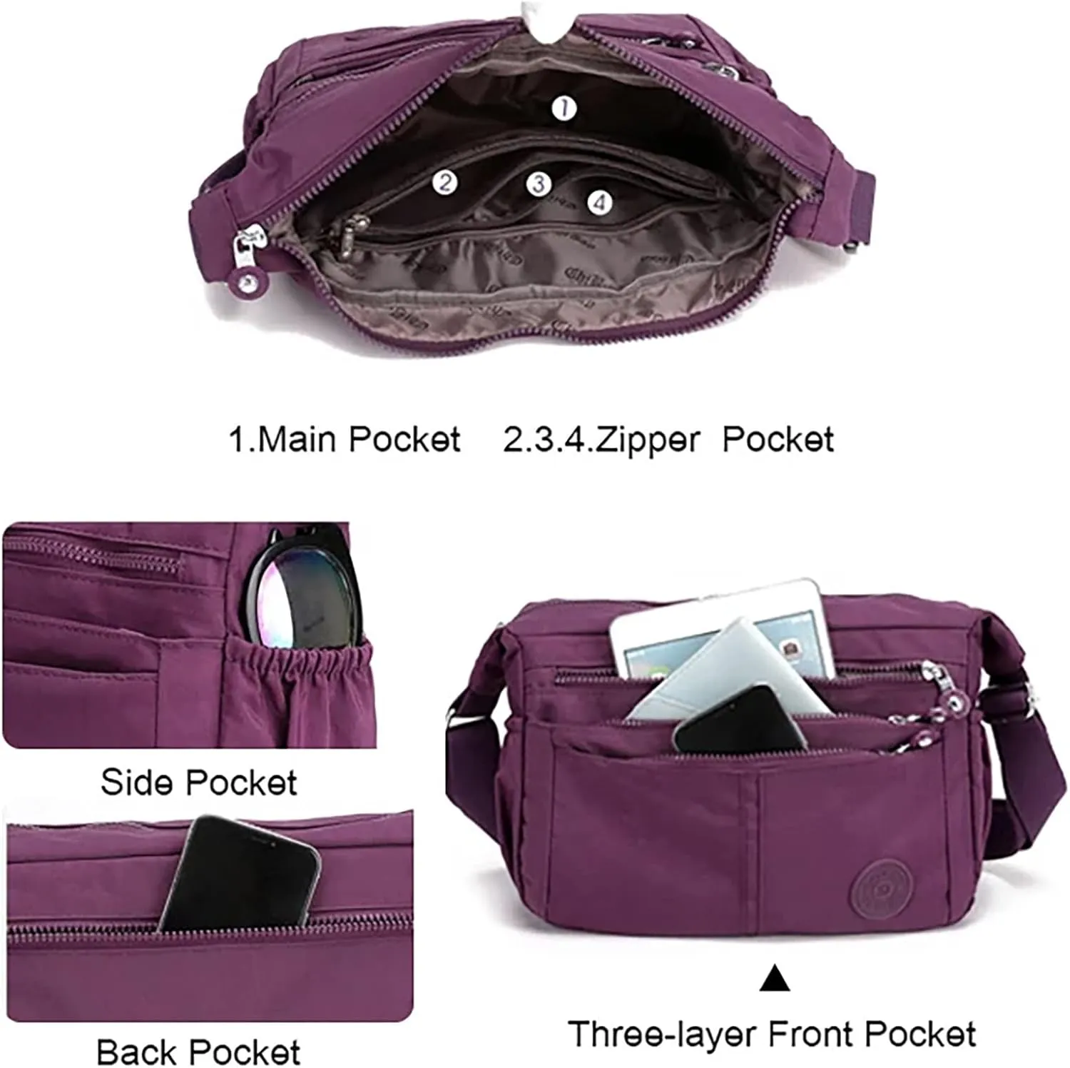 Purses for Women 2025 Nylon Cloth Bag One Shoulder Bag Lightweight Tote Large Capacity Pockets Large