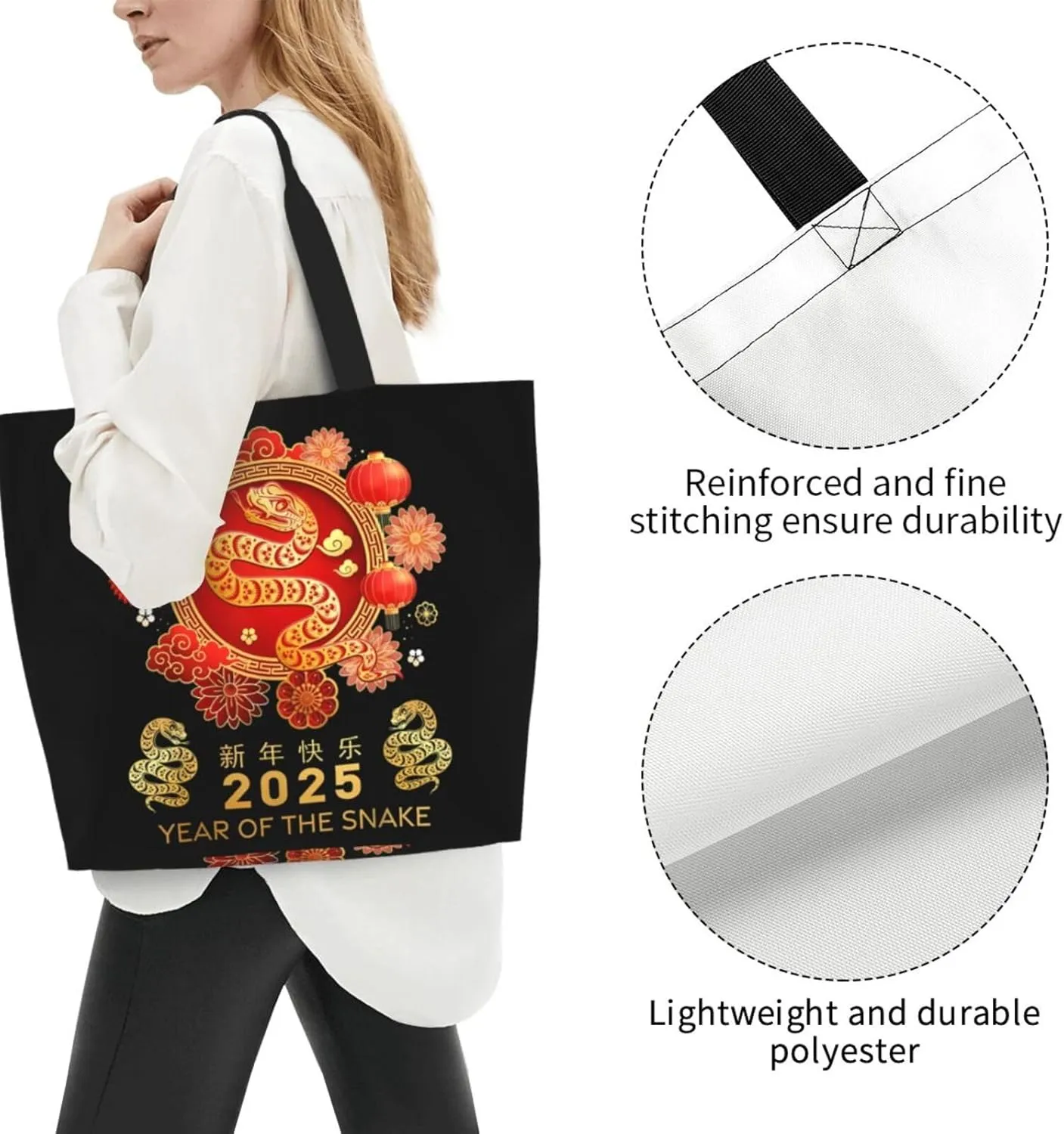 Red Pinks Candy Cane Swirling Women's Tote Bag Large Capacity Single Shoulder Bags Handbag for Shopping Work