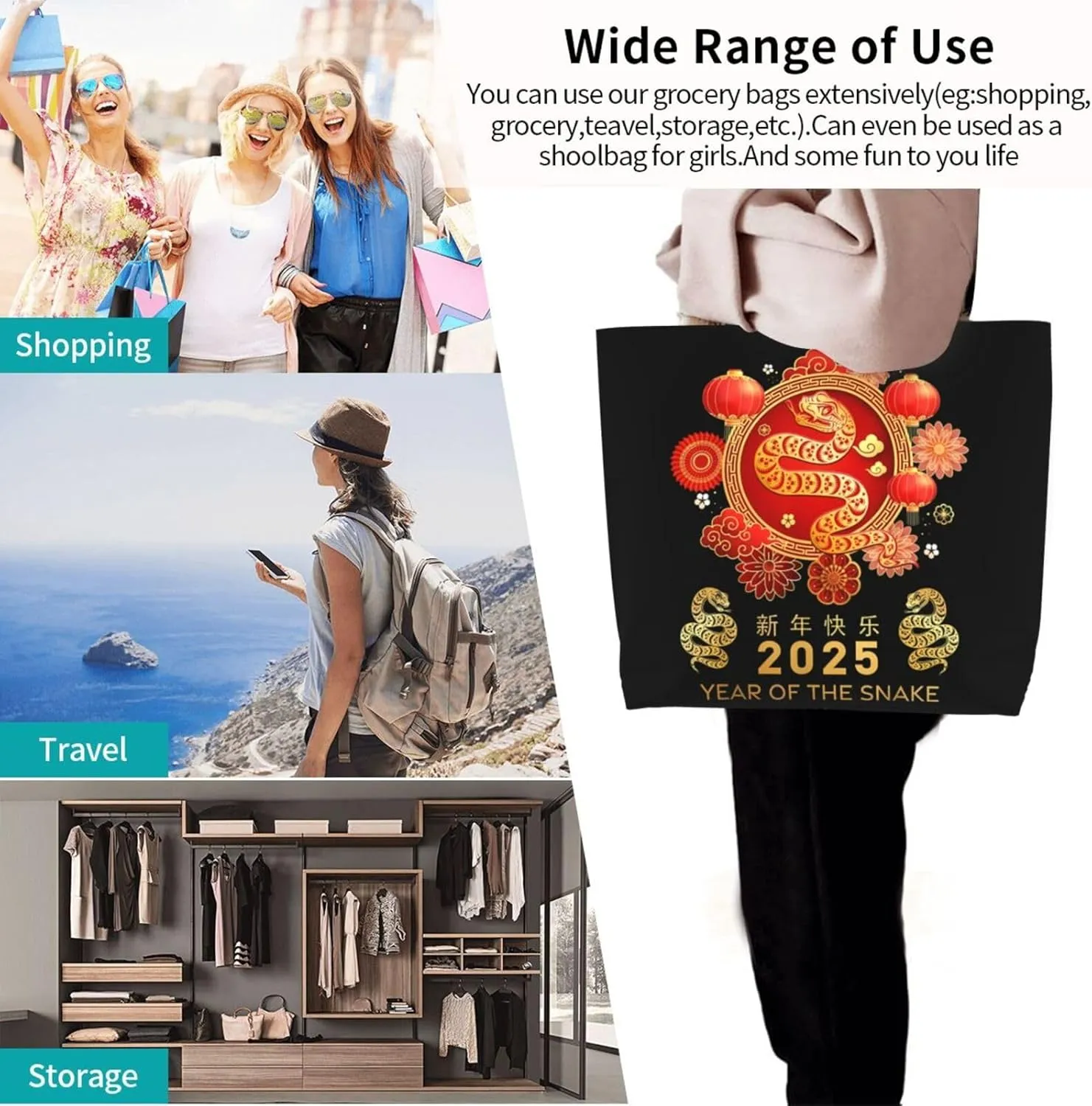 Red Pinks Candy Cane Swirling Women's Tote Bag Large Capacity Single Shoulder Bags Handbag for Shopping Work