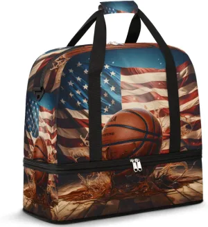 Retro Basketball Foldable Travel Duffel Bag Overnight Weekender Bag with Shoes Compartment Sports Gym Bag for Men Women