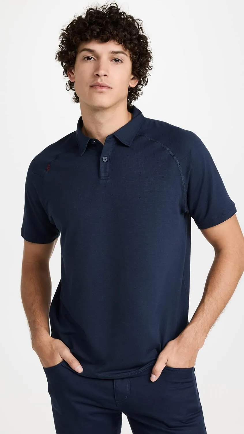 Rhone Delta Pique Mens Polo, Golf Shirts for Men, Anti Odor, Moisture Wicking Lightweight Polo Shirts