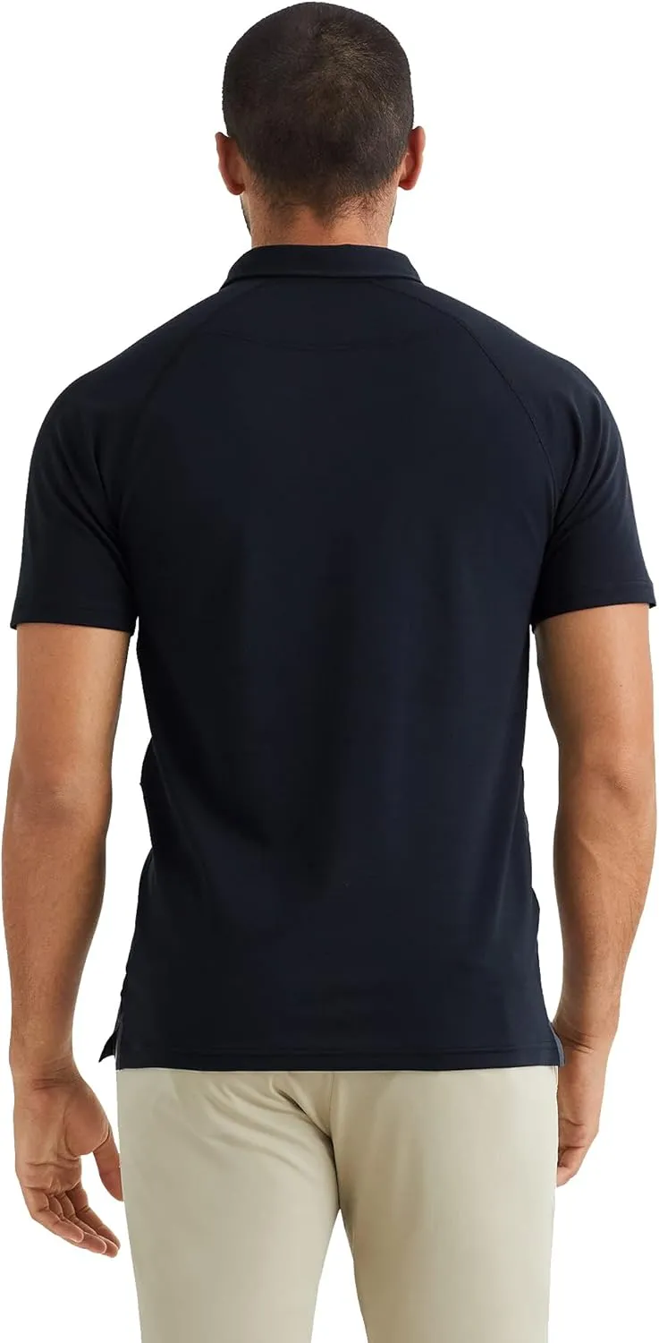 Rhone Delta Pique Mens Polo, Golf Shirts for Men, Anti Odor, Moisture Wicking Lightweight Polo Shirts