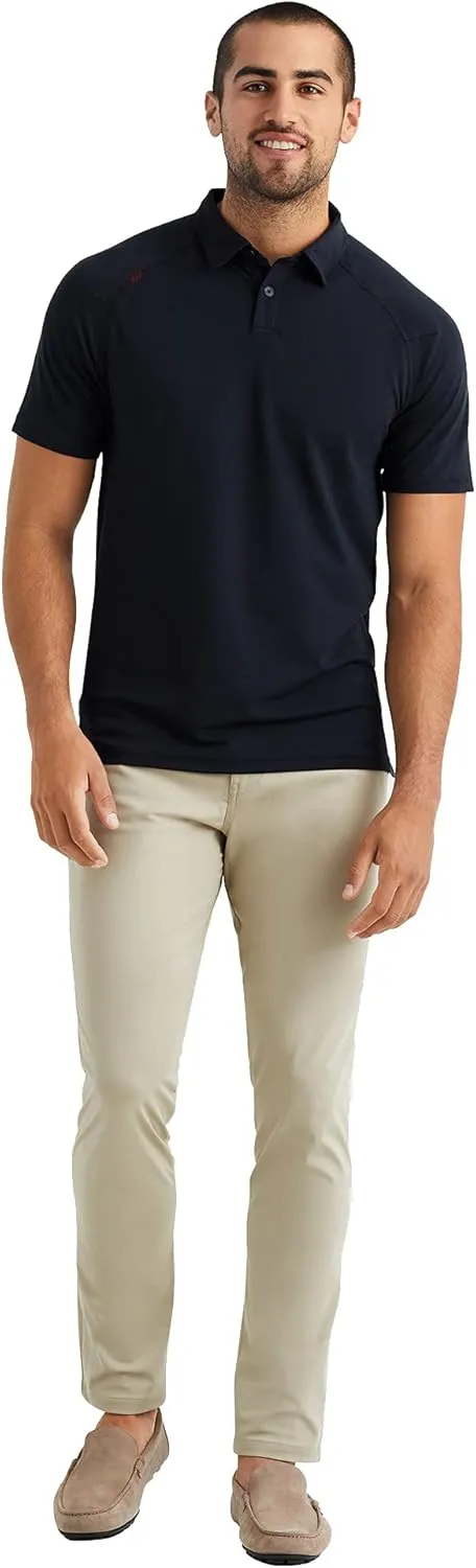 Rhone Delta Pique Mens Polo, Golf Shirts for Men, Anti Odor, Moisture Wicking Lightweight Polo Shirts