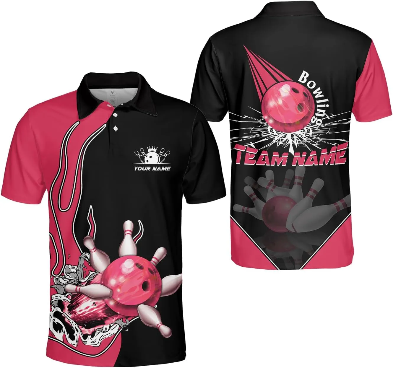 Royal Fight Personalized Bowling Polo Shirts 3D Custom Bowling Polo Shirt Bowling Shirts for Team Gift for Bowling Lover