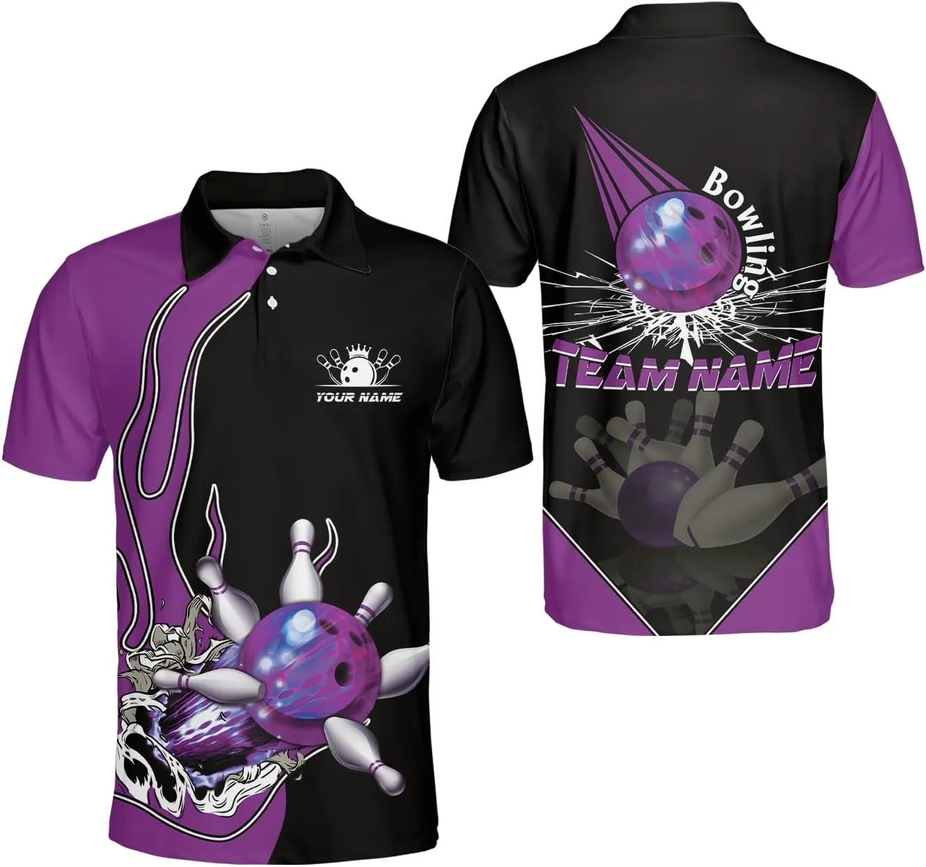 Royal Fight Personalized Bowling Polo Shirts 3D Custom Bowling Polo Shirt Bowling Shirts for Team Gift for Bowling Lover