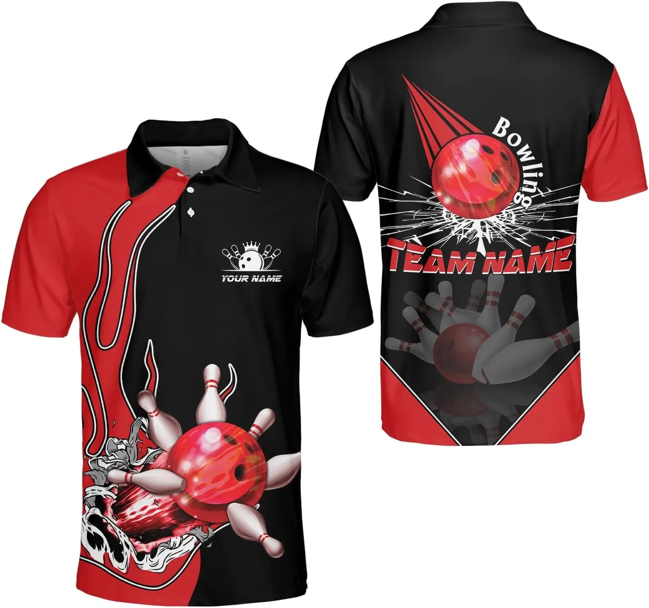 Royal Fight Personalized Bowling Polo Shirts 3D Custom Bowling Polo Shirt Bowling Shirts for Team Gift for Bowling Lover