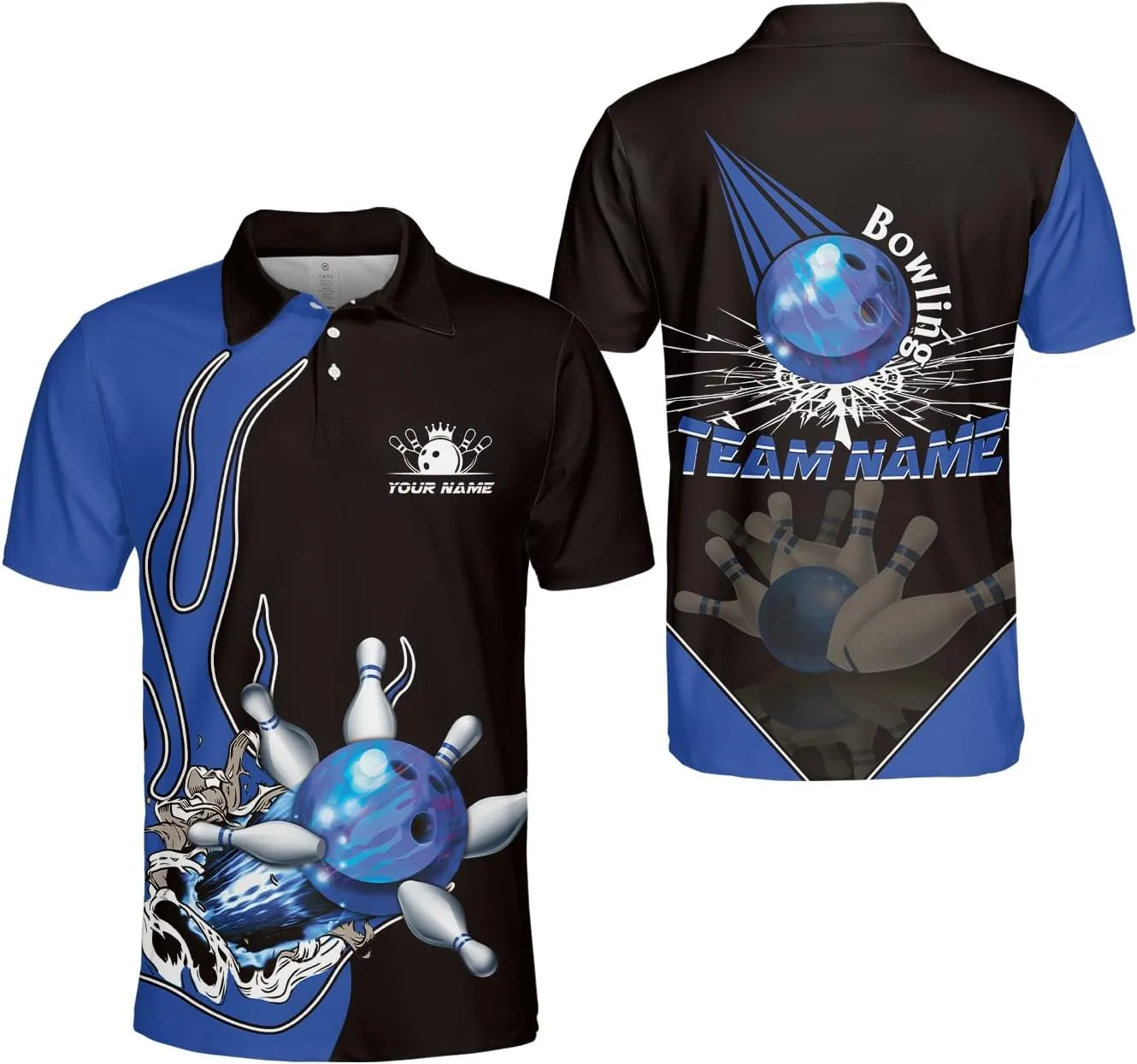 Royal Fight Personalized Bowling Polo Shirts 3D Custom Bowling Polo Shirt Bowling Shirts for Team Gift for Bowling Lover