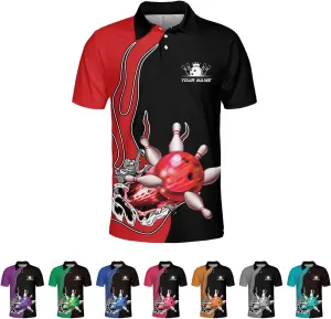 Royal Fight Personalized Bowling Polo Shirts 3D Custom Bowling Polo Shirt Bowling Shirts for Team Gift for Bowling Lover