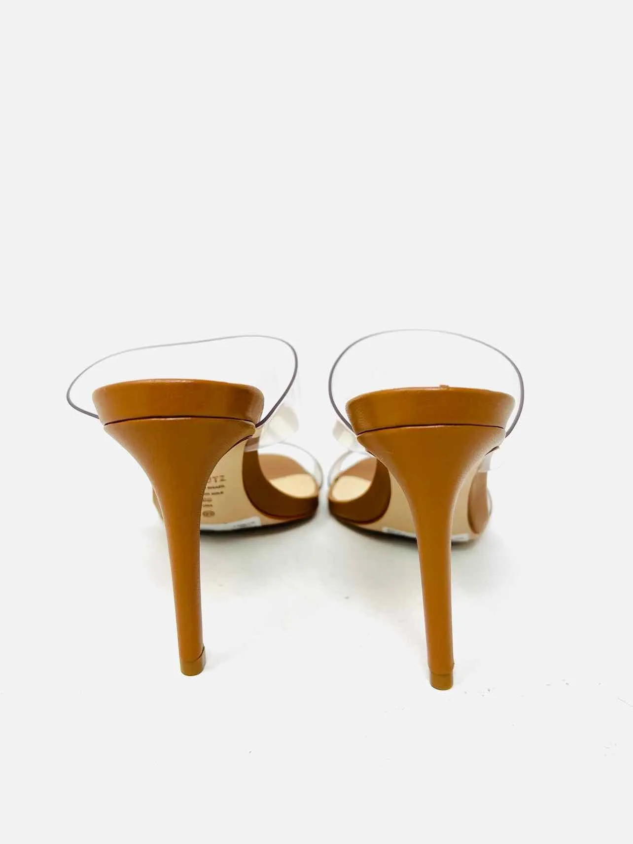 Schmid Size 6 Tan/Clear Strappy W/ DUST BAG Designer Heels
