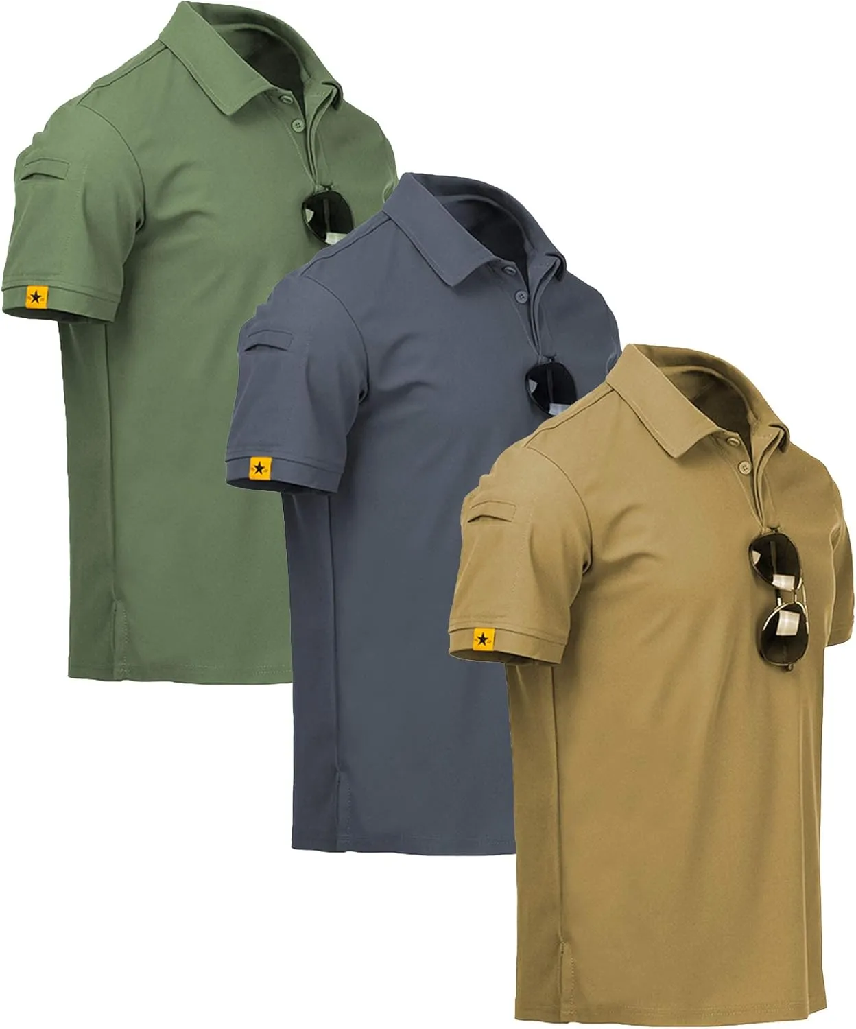 SCODI 3 Pack Mens Polo Shirts Short Sleeve Tactical Shirts Performance Athletic Moisture Wicking Golf Shirt for Men